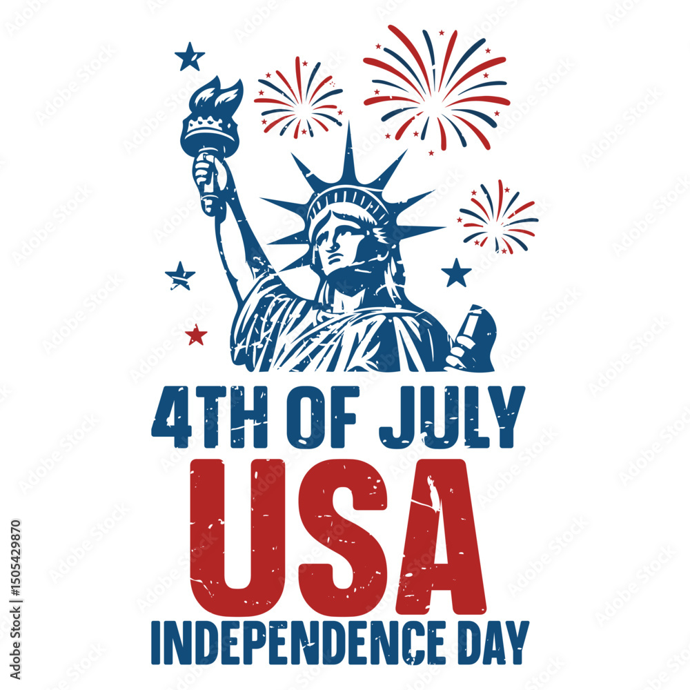 Fototapeta premium 4th Of July Usa Independence Day - Vintage 4th Of July T-shirt Vector, All American Independence Day Design Sublimation, Trending Vintage Patriotic Fourth Of July Illustration