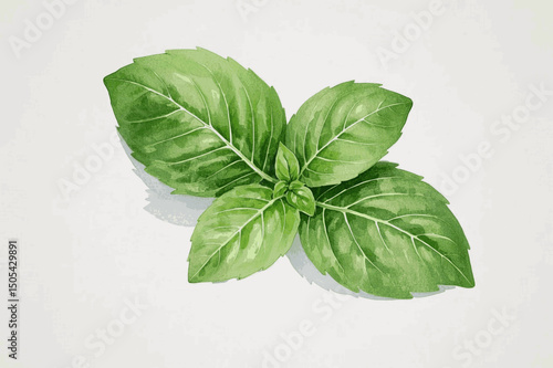 Herbaceous Hues & Flow herb basil isolated watercolor vector illustration svg