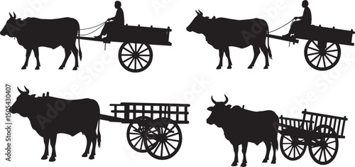 Cow Cart Icon Silhouette Vector Illustration
