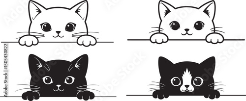 Cute Kitten Silhouette Vector Illustration