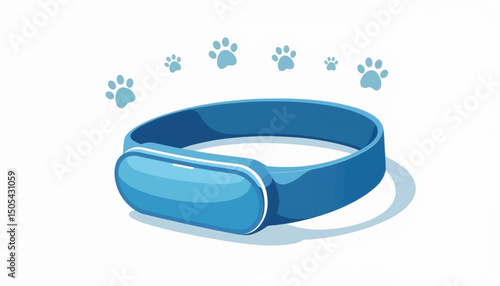 Sleek pet fitness tracker collar design on white background, pet care innovation