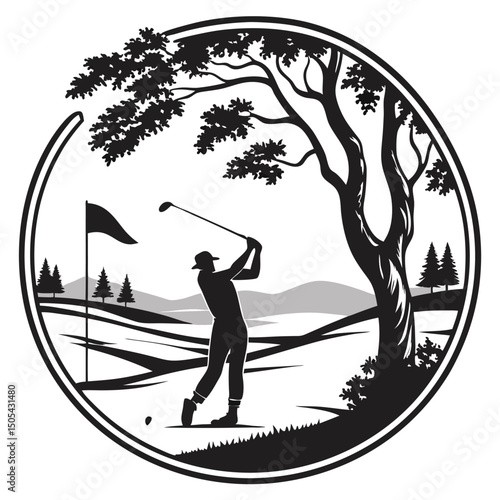 golf badge vector illustration. sport graphic template in emblem style.