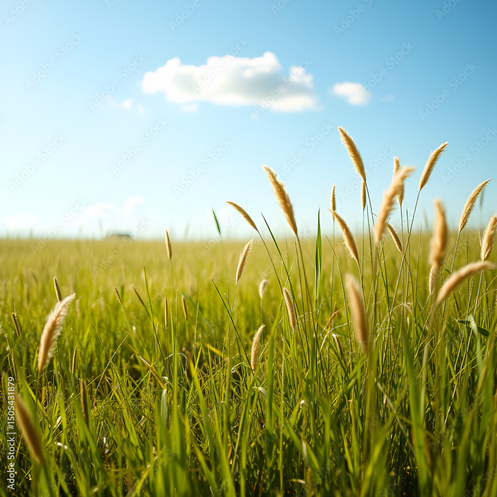 Obraz premium green meadows amidst sunny weather