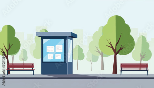 Modern self-service library kiosk in urban park, innovation in literacy
