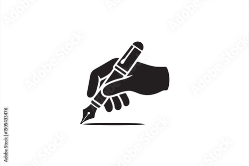 Black and White Writing Icon for Education, Literature, and Content Creation