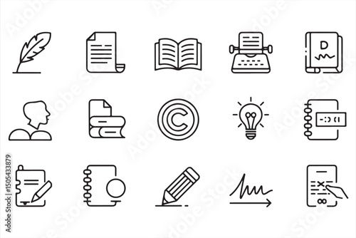 Minimalist Icon Set for Writing, Education, and Creative Process