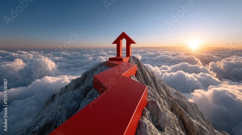 Red path to success on mountain