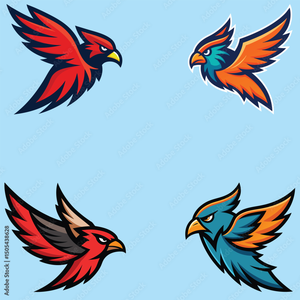 Obraz premium Flying bird mascot logo bundle