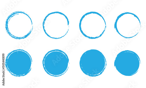 Colorful vector grunge circle collection. brush circle shape sticker. Grunge circle stamp. Round circle ring in brush stroke shape, colorful template for grunge badge. Vector Illustration 