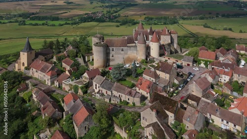 Historical Chateauneuf-en-Auxois town in Burgundy, France