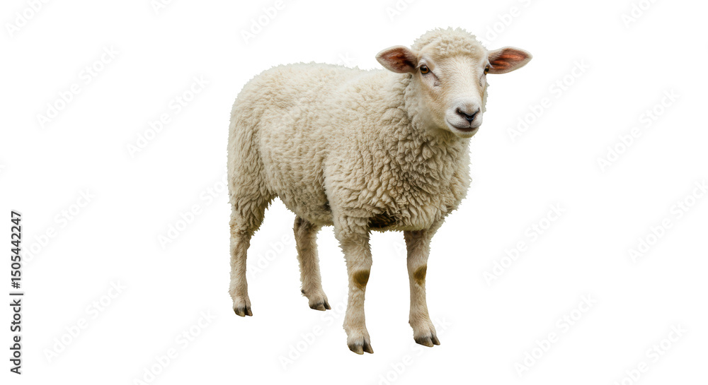 Fototapeta premium Isolated White Sheep Standing