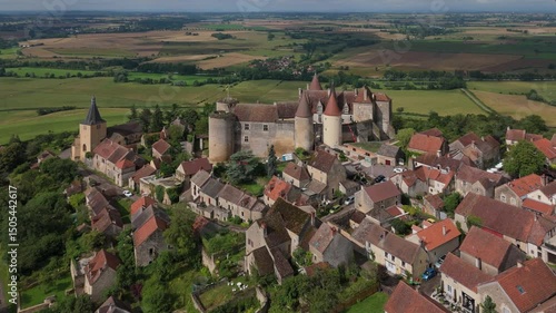 Historical Chateauneuf-en-Auxois town in Burgundy, France