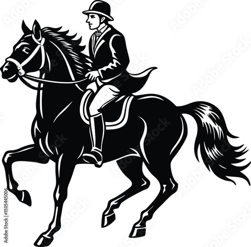 horse and rider trotting