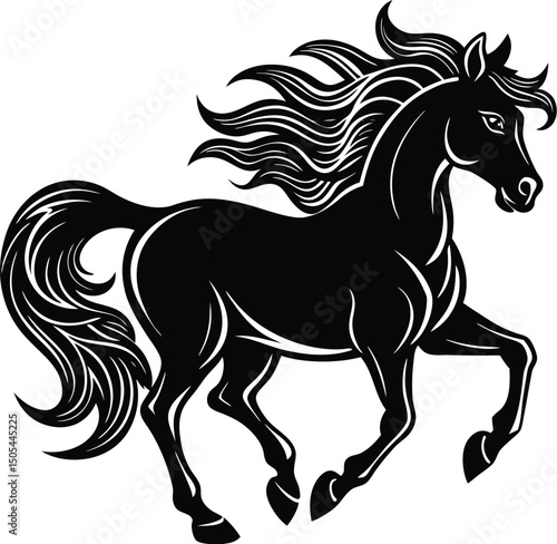 horse running with flowing mane