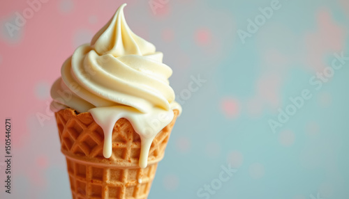 Wallpaper Mural Delicious ice cream swirl in waffle cone, melting slightly, evokes sense of joy and indulgence Torontodigital.ca