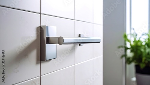 Modern Chrome Bathroom Grab Bar.