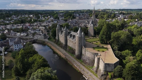 Medieval castle in hitstorical Josselin Old town, Brittany, France
