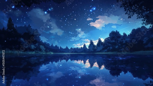 Wallpaper Mural Night Forest Reflection Torontodigital.ca