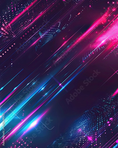 Captivating display of neon lights forming dynamic abstract patterns evoking a sense of digital energy and high tech