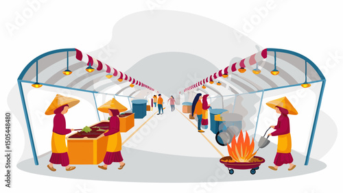 Celebrating local flavors at an Asian street food market filled with authentic dishes and friendly