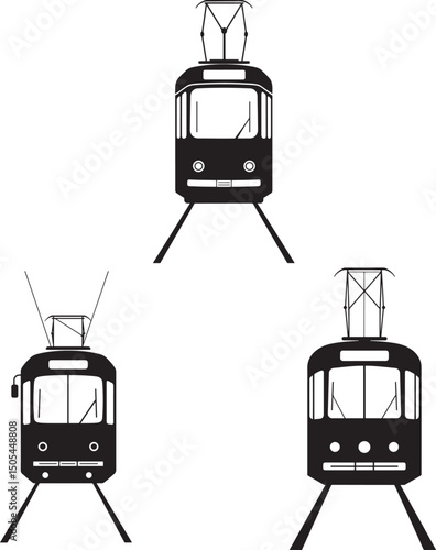 Tram Icon Silhouette Vector Illustration