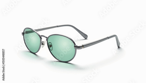 Stylish sunglasses with green lenses, summer fashion accessory