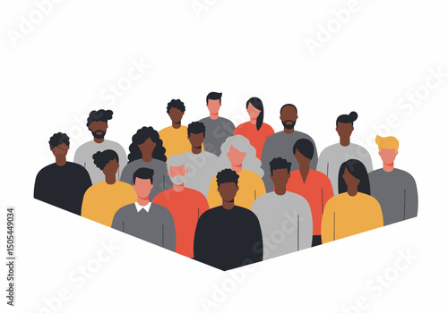Diverse Crowd Illustration People of Different Ethnicities Together