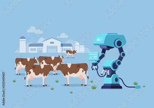 Cows Herd Automation Digital Agriculture Technology Revolution Farming Modern