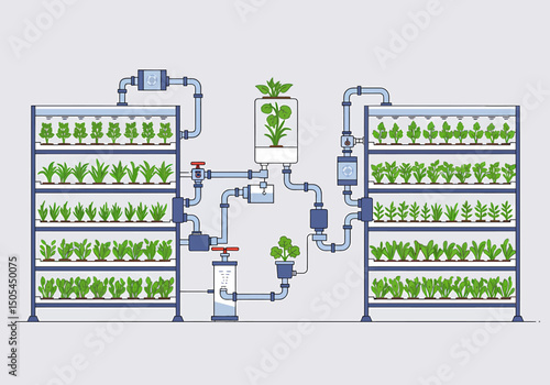Indoor Vertical Farming System for Sustainable Agriculture Illustration