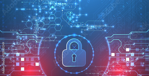 Data security Illustrates cyber data or information privacy idea. Color abstract  technology background.