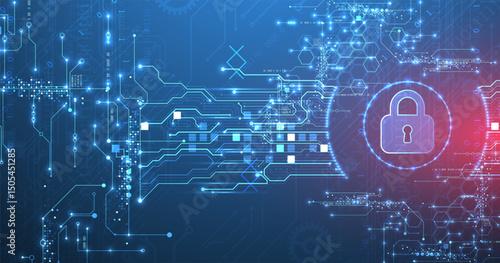 Data security Illustrates cyber data or information privacy idea. Color abstract  technology background.