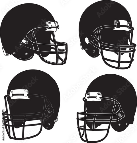American Football Helmet Icon Silhouette Vector Illustration