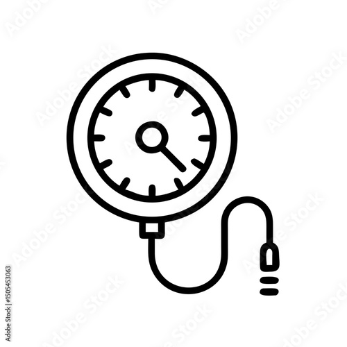 Tire pressure gauge with dial and hose for vehicle maintenance  