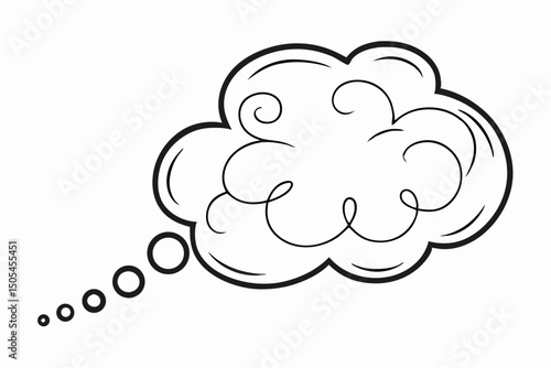 Hand-drawn Thought Bubble Illustration, Whimsical Cloud Design