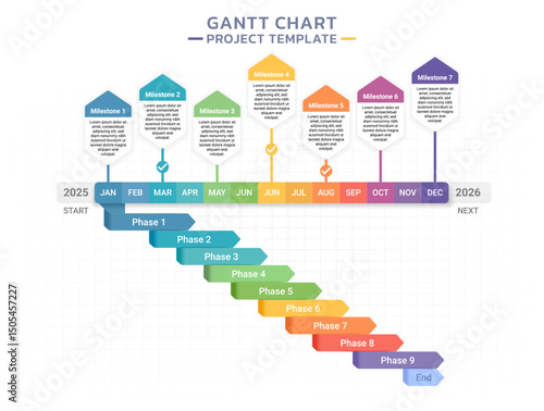 Timeline gantt chart infographic template background