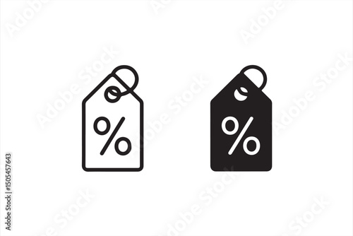 Pair of Discount Icons Featuring Price Tags with Percentages for Sales