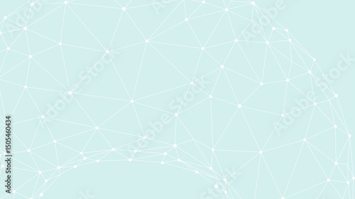 Geometric mesh network concept. Connected dots triangulation science design. Technology healthcare business innovation background. Light cyan pastel background white line vector
