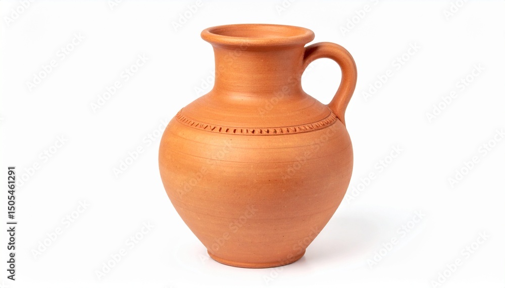 Closeup view clay amphora isolated on white background Closeup view clay amphora isolated on white background