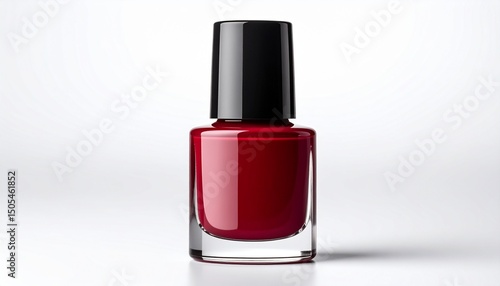Dark red nail polish bottle isolated on white background 