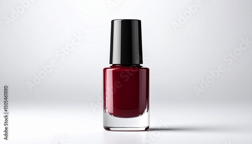 Dark red nail polish bottle isolated on white background 
