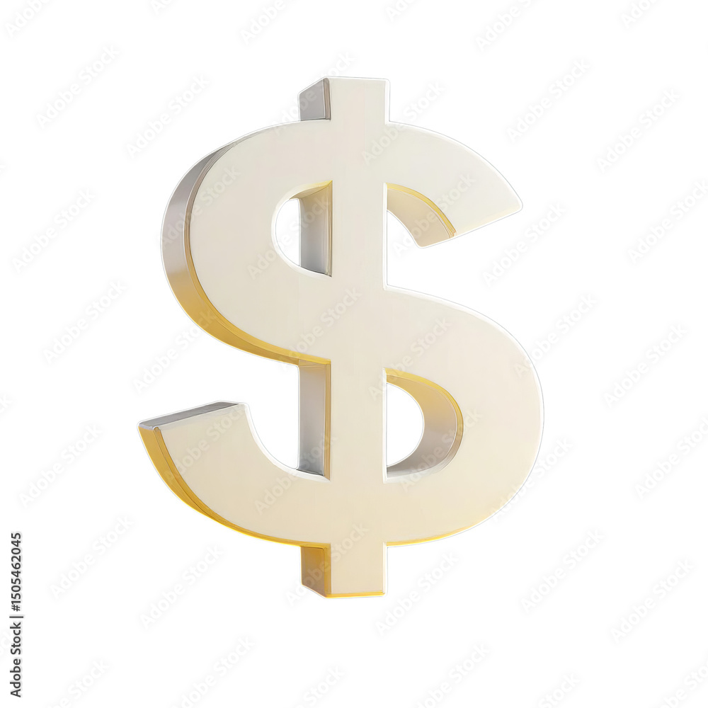 White Dollar Sign, Isolated Transparent Background, Modern Design Element White Dollar Sign, Isolated Transparent Background, Modern Design Element