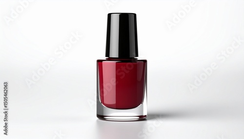 Dark red nail polish bottle isolated on white background 