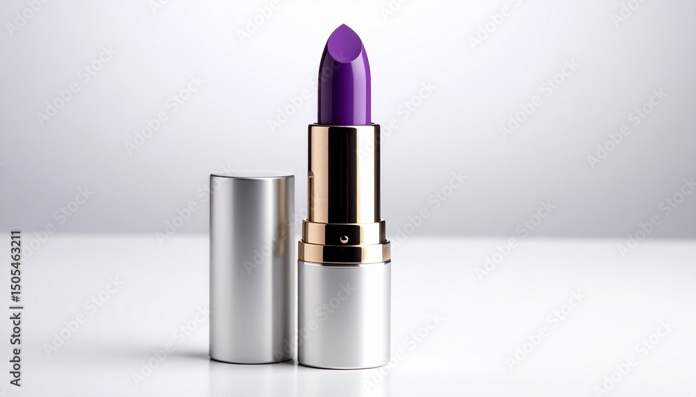 Closeup open purple lipstick isolated on white background Closeup open purple lipstick isolated on white background
