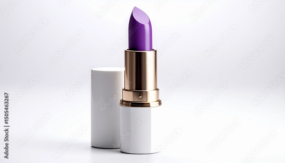 Closeup open purple lipstick isolated on white background Closeup open purple lipstick isolated on white background