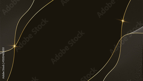 Luxury Premium Abstract Design. Wave Design. Elegant Decorative Layout Template. dark background, top left bottom riht gold white line