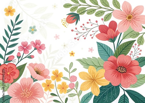 Elegant Floral Arrangement with Soft Pastel Colors on White Background for Greetings