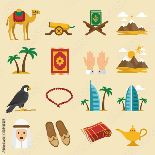 Saudi Arabia elements, flat design vector illustration