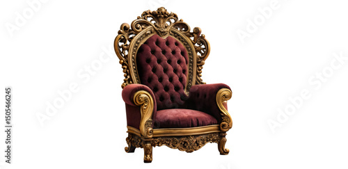 Luxurious Red Velvet Throne: Regal Gold Accents
Ornate King Chair Design for Royal Interiors
