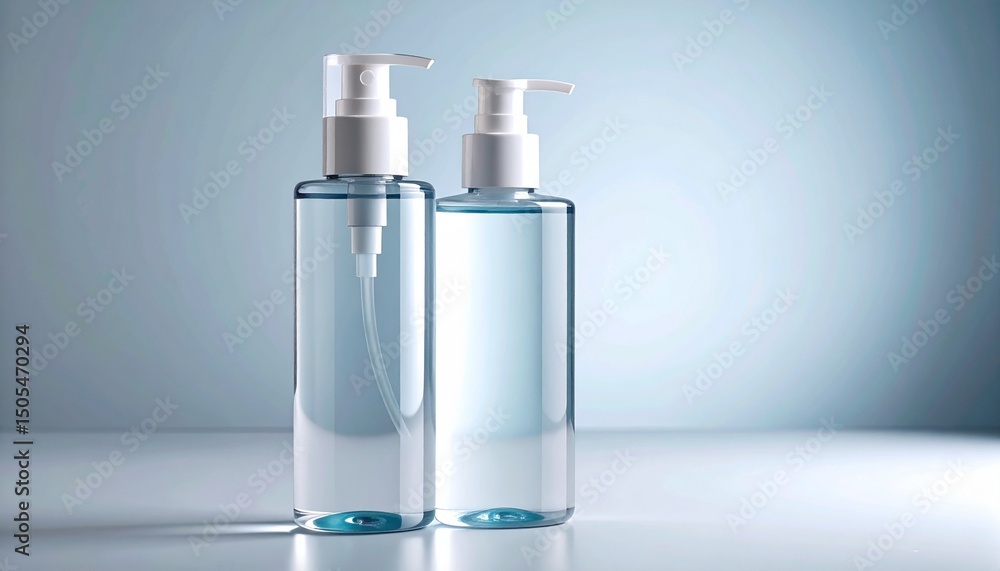 micellar water, in a clean package without inscriptions on a gray-blue background, fa micellar water, in a clean package without inscriptions on a gray-blue background, fa