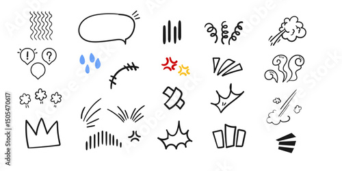 Manga effects set,cartoon line effect collection,Hand - Drawn design collection,lines and mark collection pack,cartoon expression,Design elements set.
